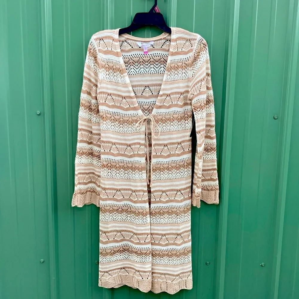 Women’s Pointelle Duster Cardigan Sweater Size S